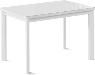 Кухонный раздвижной стол Нагано-1G (ноги металлические белые, стекло cristal/белый цемент) в Саратове