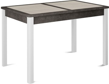 Кухонный раскладной стол Ницца-1 ПЛ (ноги белые, плитка бежевая/серый камень) в Энгельсе