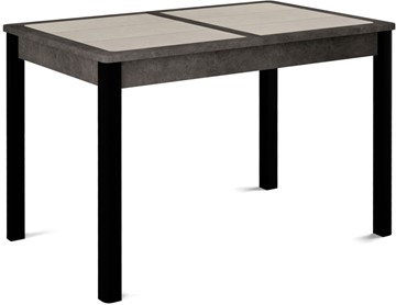 Кухонный стол раскладной Ницца-1 ПЛ (ноги черные, плитка бежевая/серый камень) в Саратове