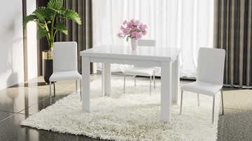 Кухонный раскладной стол Норман тип 1, цвет Белый/Стекло белый глянец в Энгельсе - предосмотр 4