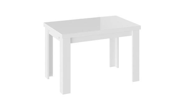 Кухонный раскладной стол Норман тип 1, цвет Белый/Стекло белый глянец в Энгельсе - изображение