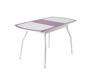 Кухонный раздвижной стол ПГ-01 СТК, белый/фиолетовый/крокодил белый/белый в Энгельсе
