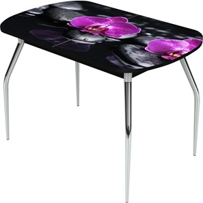 Кухонный стол раздвижной Ривьера исп.1 ноги метал. крашеные №24 Фотопечать (Цветы №14) в Саратове