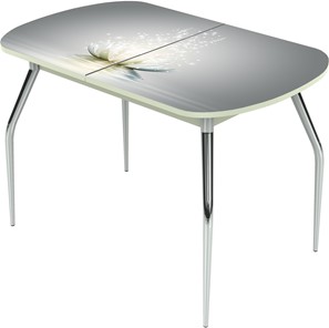 Раздвижной стол Ривьера исп.1 ноги метал. крашеные №24 Фотопечать (Цветы №29) в Саратове
