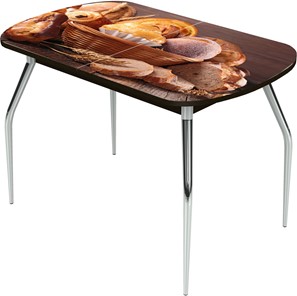 Кухонный стол раскладной Ривьера исп.1 ноги метал. крашеные №24 Фотопечать (Хлеб №3 в Саратове