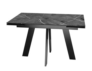 Стол раздвижной SKM 120, керамика черный мрамор/подстолье черное/ножки черные в Саратове