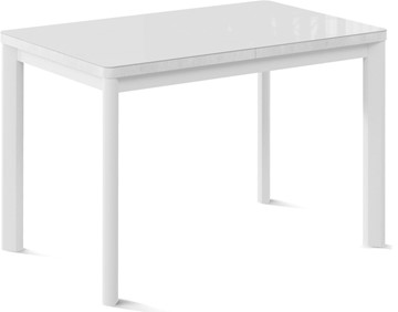 Кухонный стол раскладной Токио-1G (ноги металлические белые, cтекло cristal/белый цемент) в Саратове - предосмотр