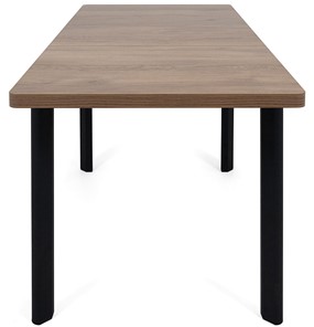 Кухонный стол раздвижной Токио-2L (ноги металлические черные, дуб табако) в Энгельсе - предосмотр 5