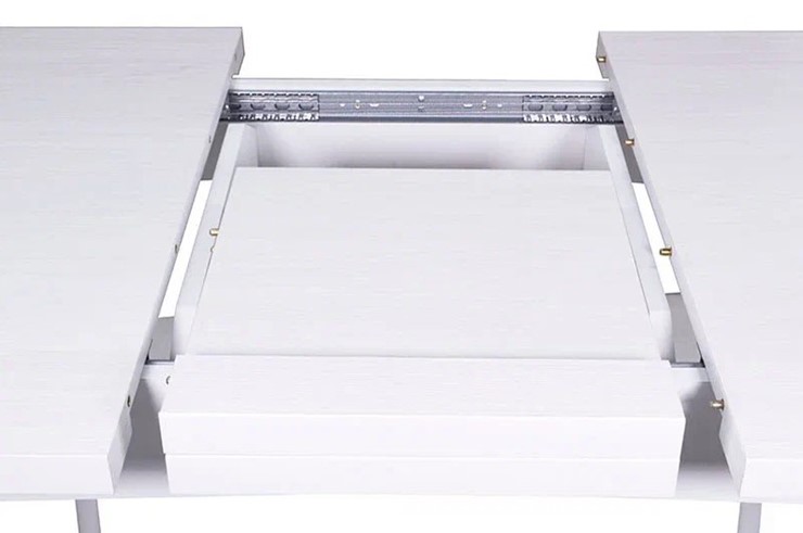 Кухонный раскладной стол Ялта с резными опорами Белый/Ясень Анкор светлый в Энгельсе - изображение 2