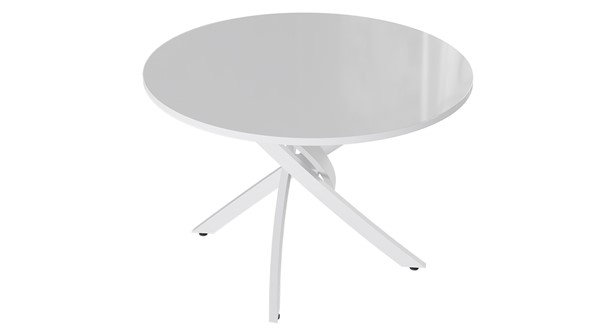 Стол на кухню Diamond тип 2 (Белый муар/Белый глянец) в Энгельсе - изображение