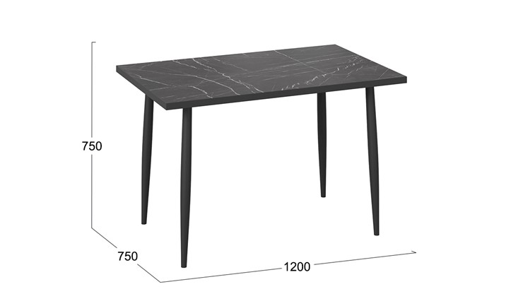Кухонный обеденный стол Невада ДП1-02-08 (Черный мрамор/Черный матовый) в Саратове - изображение 3
