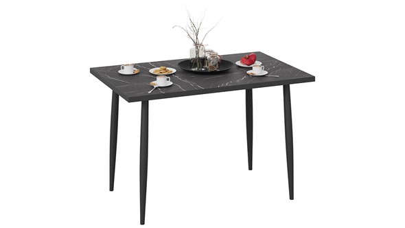 Кухонный обеденный стол Невада ДП1-02-08 (Черный мрамор/Черный матовый) в Энгельсе - изображение
