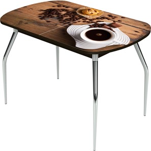 Кухонный раздвижной стол Ривьера исп.1 ноги хром №5 Фотопечать (Кофе №14) в Саратове