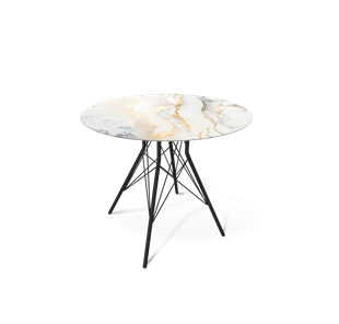 Круглый кухонный стол SHT-TU2-1 / SHT-TT32 80 стекло/МДФ (античный белый/черный муар) в Энгельсе