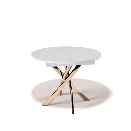 Кухонный раскладной стол Kenner R1100 (Золото/Белое/Стекло белое глянец) в Саратове - изображение