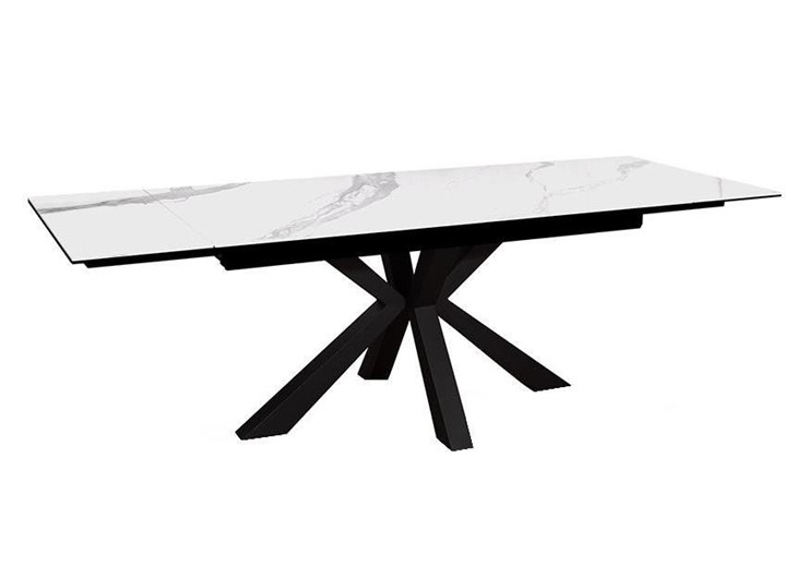 Стол обеденный раздвижной DikLine SFE160 Керамика Белый мрамор/подстолье черное/опоры черные (2 уп.) в Балаково - изображение 2