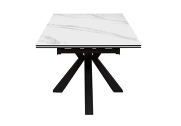 Стол обеденный раздвижной DikLine SFE160 Керамика Белый мрамор/подстолье черное/опоры черные (2 уп.) в Балаково - предосмотр 3