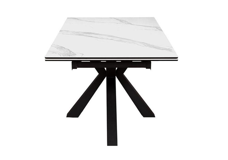 Стол обеденный раздвижной DikLine SFE160 Керамика Белый мрамор/подстолье черное/опоры черные (2 уп.) в Балаково - изображение 3