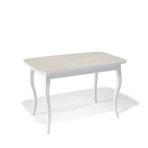 Обеденный раздвижной стол Kenner 1200C (Белый/Стекло крем глянец) в Саратове