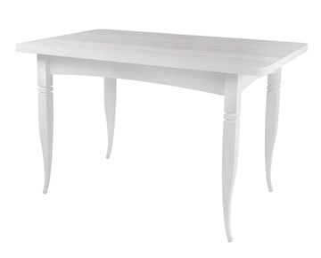 Кухонный стол раскладной Ялта 2 с резными опорами Белый/Ясень Анкор светлый в Энгельсе