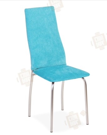 Обеденный стул Волна, каркас металл хром, инфинити бирюза в Саратове - изображение