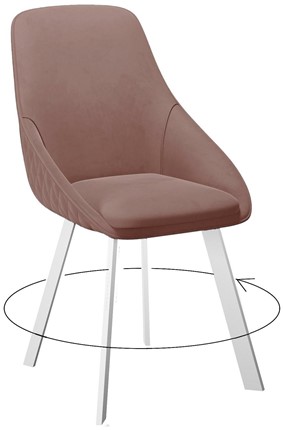 Обеденный стул 246 Поворотный, Микровелюр Z34 Пудра / опоры белые в Саратове - изображение