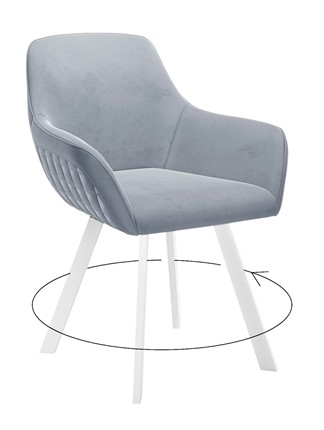 Обеденный стул 248 Поворотный, Микровелюр Z46 Перламутр / опоры белые в Саратове - изображение
