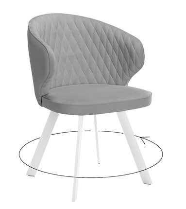 Обеденный стул 249 Поворотный, Микровелюр B22 Grey / опоры белые в Саратове - изображение