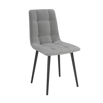 Обеденный стул Белла, велюр тенерифе грей/Цвет металл черный в Саратове - изображение