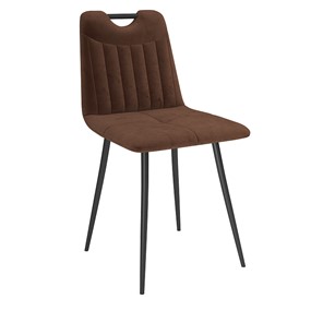 Обеденный стул Брандо, велюр тенерифе шоколад/Цвет металл черный в Саратове