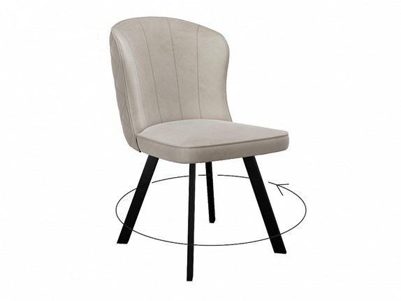 Мягкий стул 219 поворотный, микровелюр B03 beige, ножки черные в Энгельсе - изображение