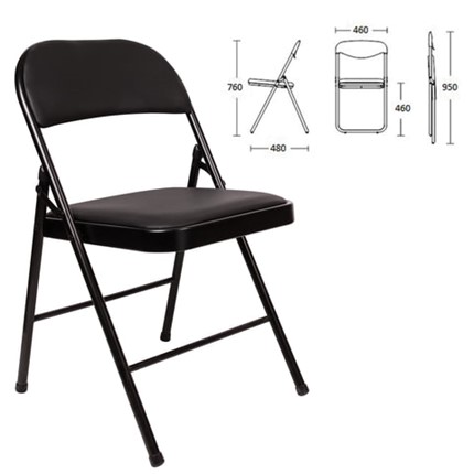 Офисный стул складной Brabix Golf Plus CF-003 Комфорт (черный каркас, кожзам черный) 531566 в Энгельсе - изображение