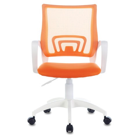 Кресло офисное Brabix Fly MG-396W (с подлокотниками, пластик белый, сетка, оранжевое) 532401 в Энгельсе - изображение 1
