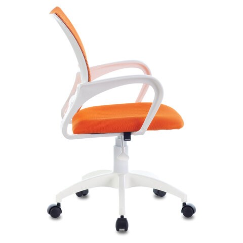 Кресло офисное Brabix Fly MG-396W (с подлокотниками, пластик белый, сетка, оранжевое) 532401 в Энгельсе - изображение 2