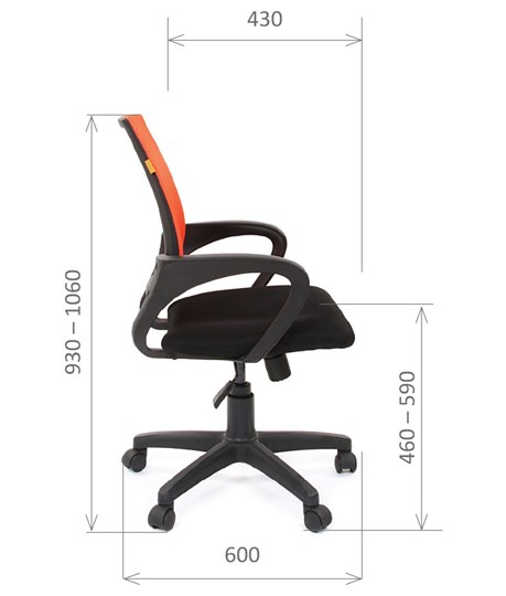 Офисное кресло CHAIRMAN 696 black Сетчатый акрил DW66 оранжевый в Саратове - изображение 2
