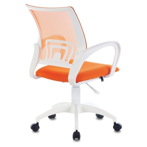 Кресло офисное Brabix Fly MG-396W (с подлокотниками, пластик белый, сетка, оранжевое) 532401 в Энгельсе - изображение 3