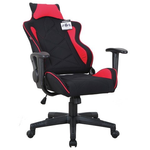 Кресло компьютерное Brabix GT Racer GM-100 (подушка, ткань, черное/красное) 531820 в Саратове - изображение 1