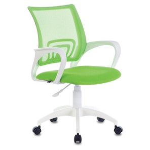 Кресло офисное Brabix Fly MG-396W (с подлокотниками, пластик белый, сетка, салатовое) 532403 в Саратове