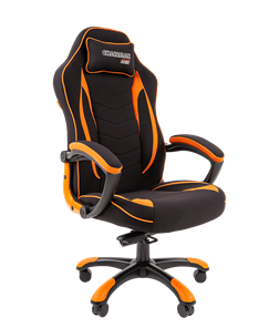 Кресло игровое CHAIRMAN GAME 28 Полиэстер комбинированная ткань оранжевый/черный в Саратове
