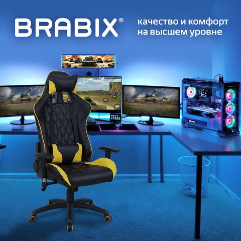 Офисное кресло Brabix GT Master GM-110 (две подушки, экокожа, черное/желтое) 531927 в Энгельсе - изображение 19
