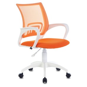 Кресло офисное Brabix Fly MG-396W (с подлокотниками, пластик белый, сетка, оранжевое) 532401 в Саратове