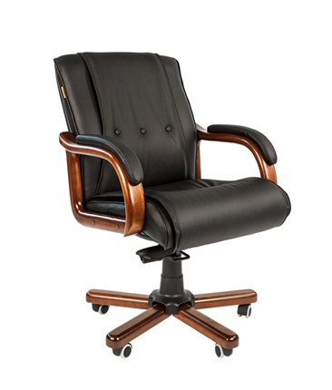 Офисное кресло CHAIRMAN 653M кожа черная в Энгельсе - изображение