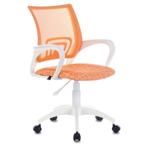 Компьютерное кресло Brabix Fly MG-396W (с подлокотниками, пластик белый, сетка, оранжевое с рисунком "Giraffe") 532402 в Саратове