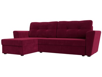 Угловой диван для гостиной Амстердам Лайт, Бордовый (микровельвет) в Саратове