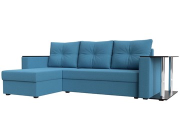 Угловой диван с оттоманкой Атланта Лайт, Амур голубой (микровельвет) в Саратове