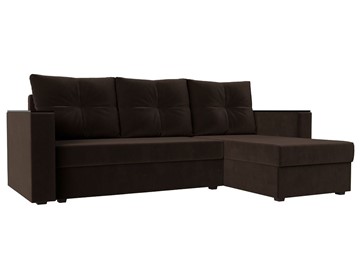 Угловой раскладной диван Атланта Лайт Б/С, Коричневый (Микровельвет) в Саратове
