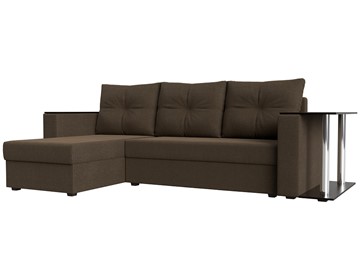 Угловой диван с оттоманкой Атланта Лайт, Коричневый (рогожка) в Энгельсе