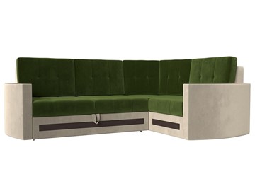 Угловой диван Белла, Зеленый/Бежевый (Микровельвет) в Саратове