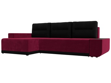 Угловой диван Чикаго, Бордовый/Черный (микровельвет) в Саратове
