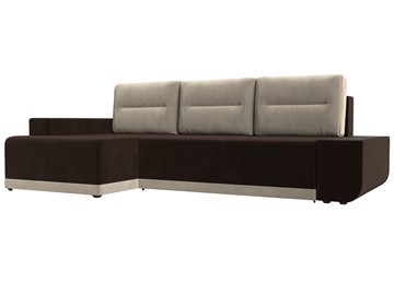 Угловой раскладной диван Чикаго, Коричневый/Бежевый (микровельвет) в Саратове